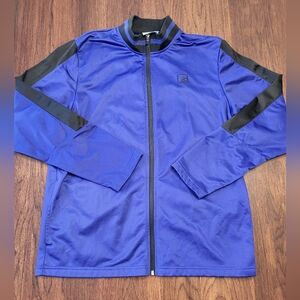 AND1 Men's Blue Full Zip Stripe Mock Neck Basketball Athletic Track Jacket Large